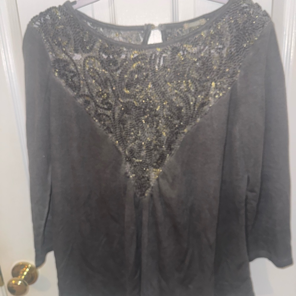 BKE Gray Beaded Women's Top